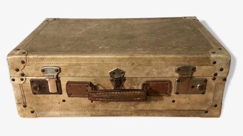 Vintage Parchment Beige And Leather Suitcase   Src - Trunk, HD Png Download, Transparent PNG